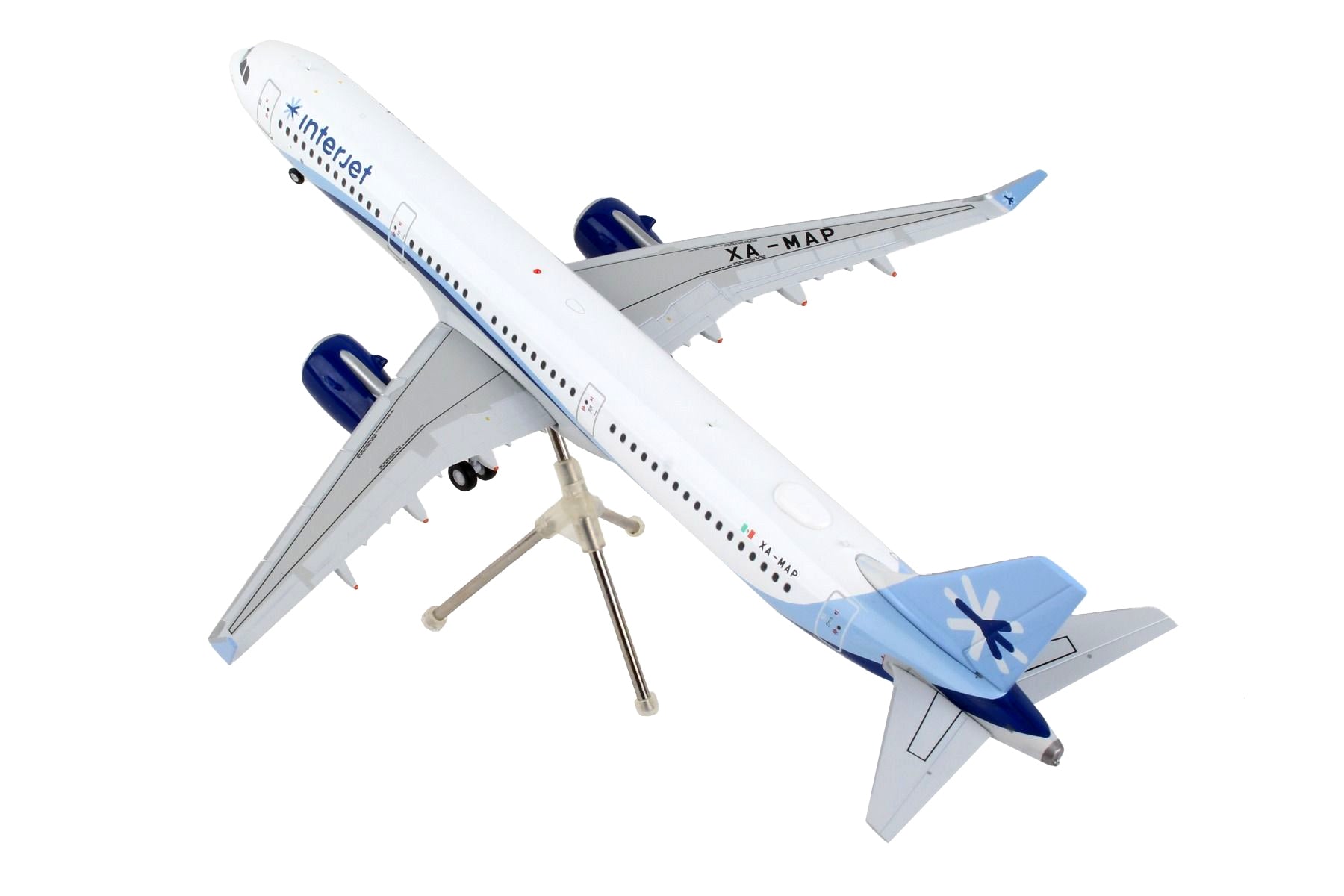 Airbus A321neo Commercial Aircraft "Interjet" White with Blue Stripes "Gemini 200" Series 1/200 Diecast Model Airplane by GeminiJets GeminiJets