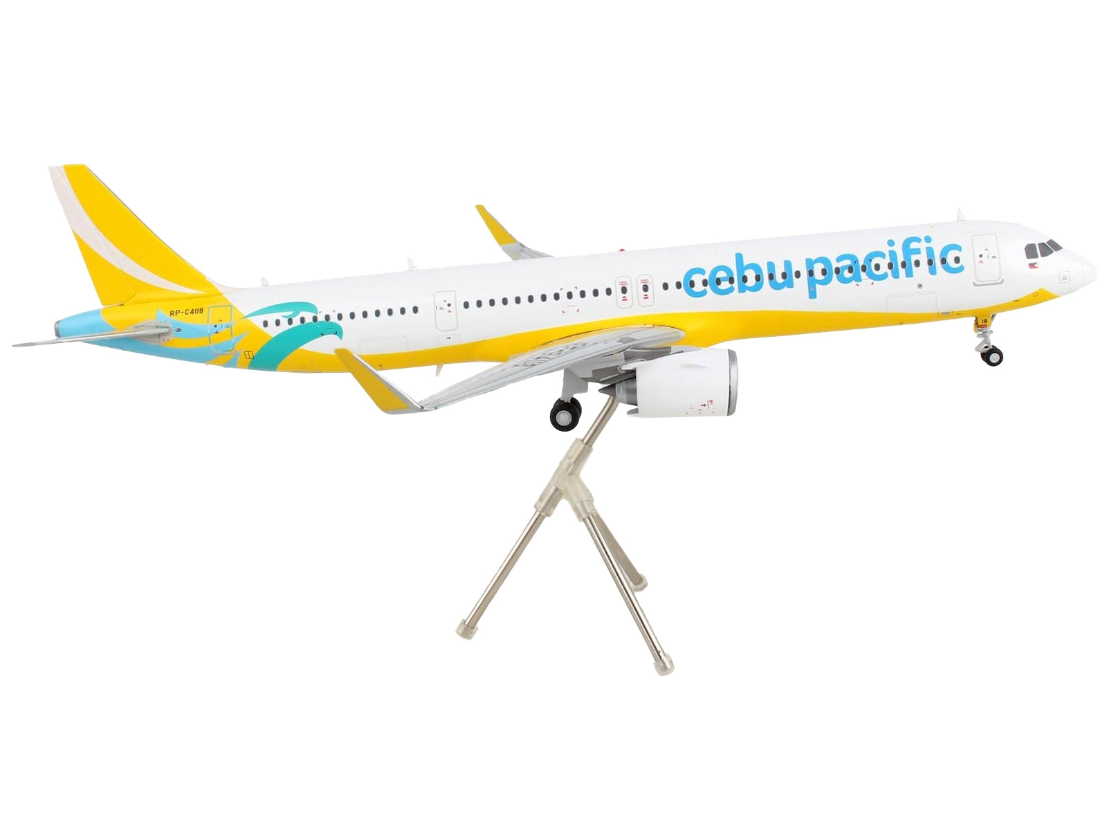 Airbus A321neo Commercial Aircraft "Cebu Pacific" White and Yellow "Gemini 200" Series 1/200 Diecast Model Airplane by GeminiJets GeminiJets