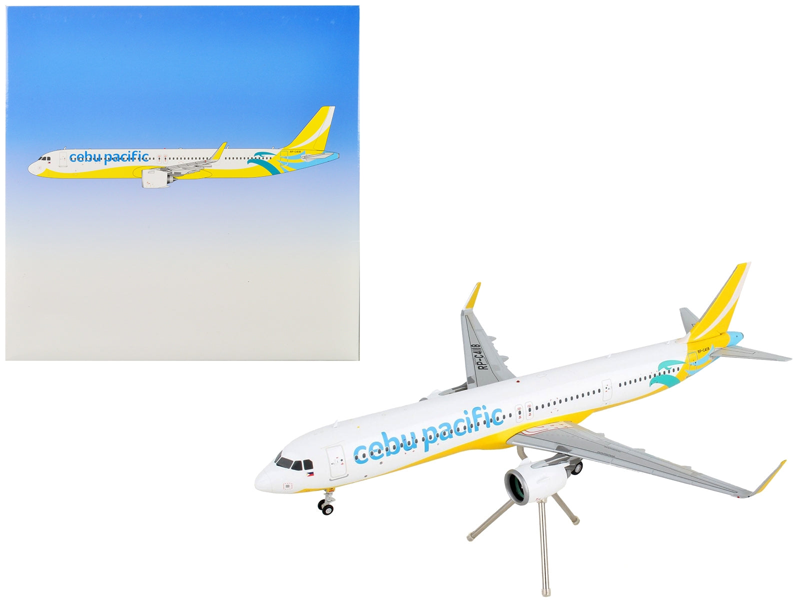 Airbus A321neo Commercial Aircraft "Cebu Pacific" White and Yellow "Gemini 200" Series 1/200 Diecast Model Airplane by GeminiJets GeminiJets