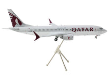 Load image into Gallery viewer, Boeing 737 MAX 8 Commercial Aircraft &quot;Qatar Airways&quot; Gray and White with Tail Graphics &quot;Gemini 200&quot; Series 1/200 Diecast Model Airplane by GeminiJets GeminiJets
