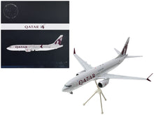 Load image into Gallery viewer, Boeing 737 MAX 8 Commercial Aircraft &quot;Qatar Airways&quot; Gray and White with Tail Graphics &quot;Gemini 200&quot; Series 1/200 Diecast Model Airplane by GeminiJets GeminiJets
