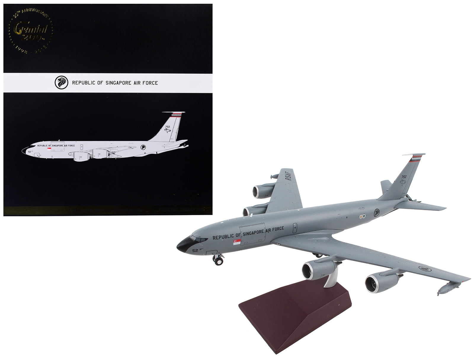 Boeing KC-135R Stratotanker Tanker Aircraft "Republic of Singapore Air Force" Gray "Gemini 200" Series 1/200 Diecast Model Airplane by GeminiJets GeminiJets