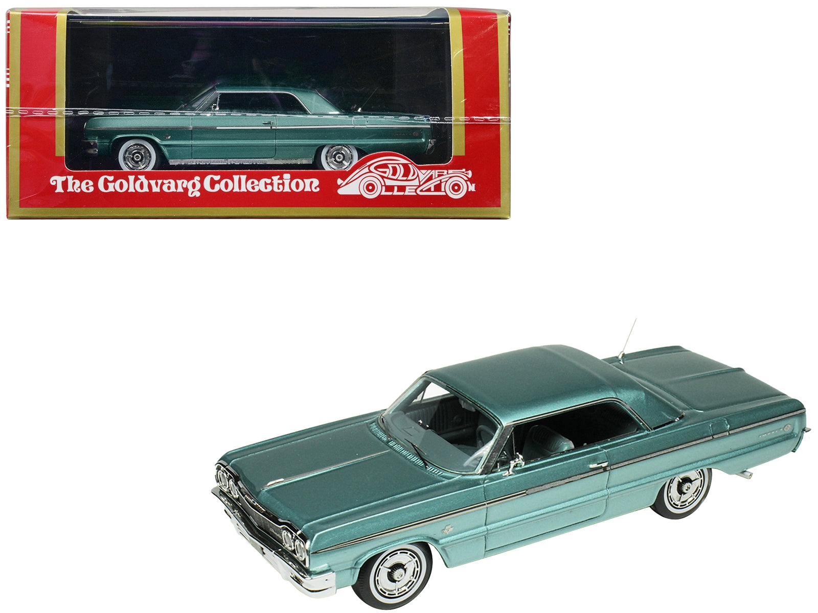 1964 Chevrolet Impala Azure Aqua Blue Metallic with Blue Interior Limited Edition to 200 pieces Worldwide 1/43 Model Car by Goldvarg Collection Goldvarg Collection