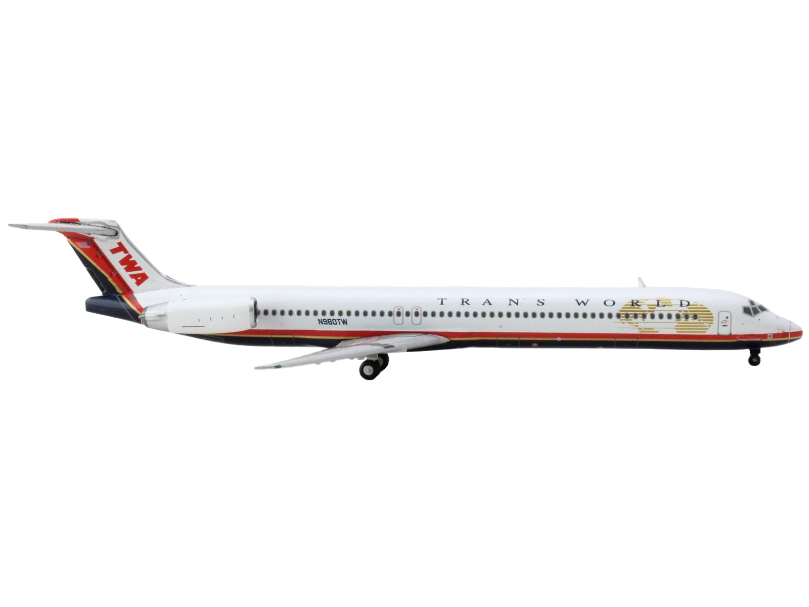 McDonnell Douglas MD-82 Commercial Aircraft "Trans World Airlines" White with Red Stripes 1/400 Diecast Model Airplane by GeminiJets GeminiJets