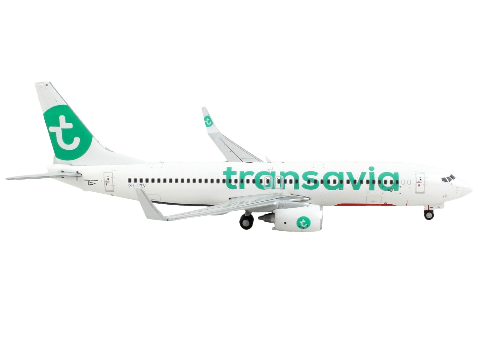 Boeing 737-800 Commercial Aircraft "Transavia Airlines" White with Green Tail 1/400 Diecast Model Airplane by GeminiJets GeminiJets