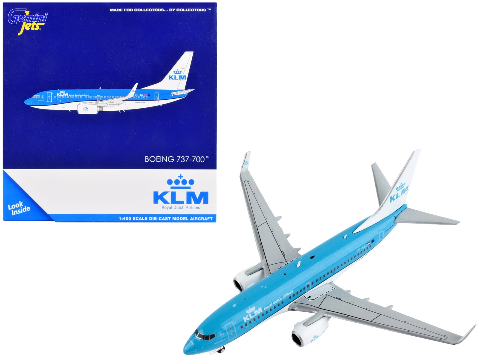 Boeing 737-700 Commercial Aircraft "KLM Royal Dutch Airlines" Blue and White 1/400 Diecast Model Airplane by GeminiJets GeminiJets