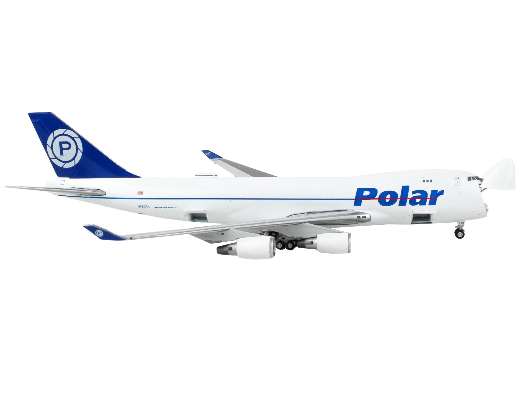 Boeing 747-400F Commercial Aircraft "Polar Air Cargo" White with Blue Tail "Interactive Series" 1/400 Diecast Model Airplane by GeminiJets GeminiJets