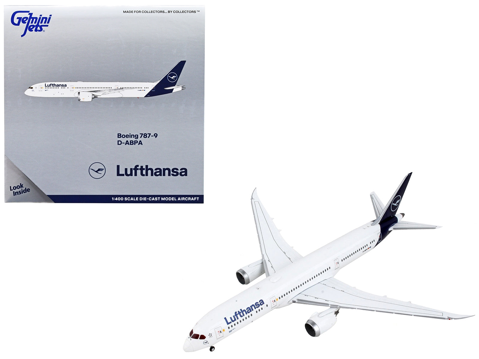 Boeing 787-9 Commercial Aircraft "Lufthansa - D-ABPA" White with Dark Blue Tail 1/400 Diecast Model Airplane by GeminiJets GeminiJets