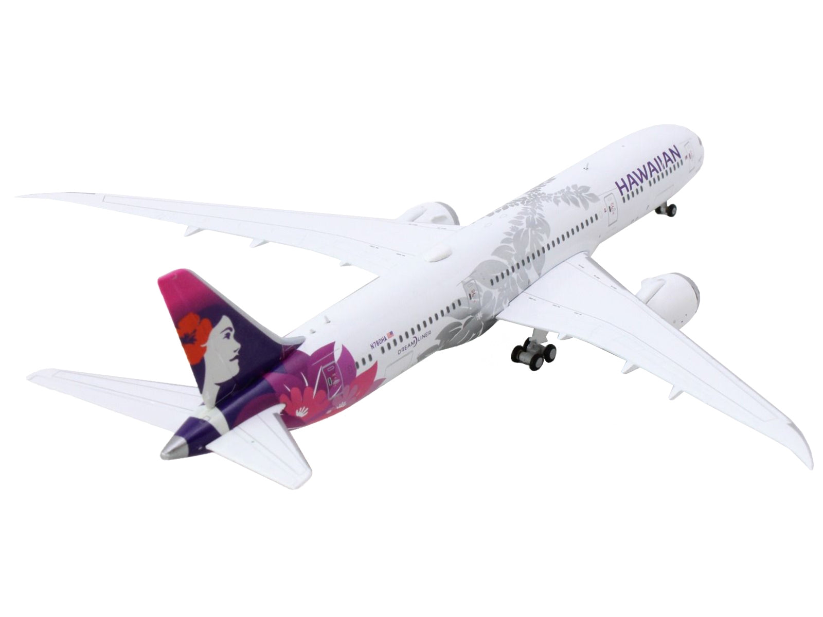 Boeing 787-9 Dreamliner Commercial Aircraft "Hawaiian Airlines" (N780HA) White with Purple Tail 1/400 Diecast Model Airplane by GeminiJets GeminiJets