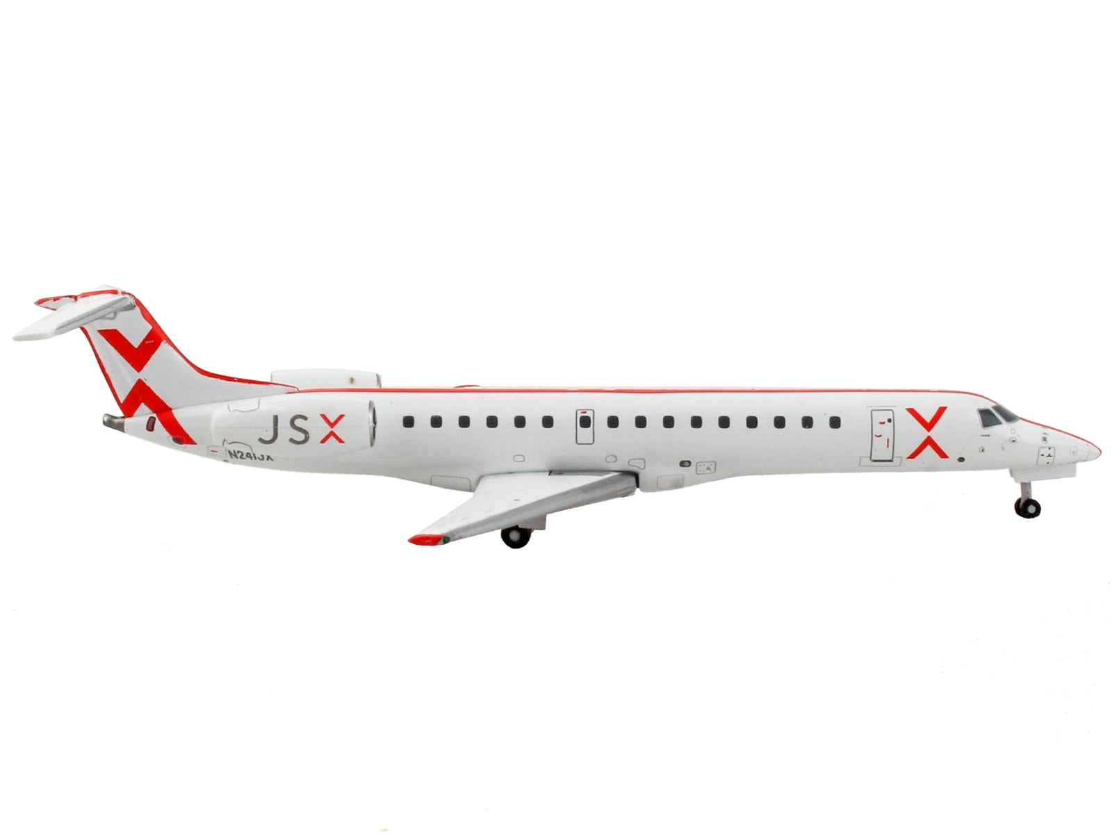 Embraer ERJ-145 Commercial Aircraft "JetSuiteX" White with Red Stripes 1/400 Diecast Model Airplane by GeminiJets GeminiJets