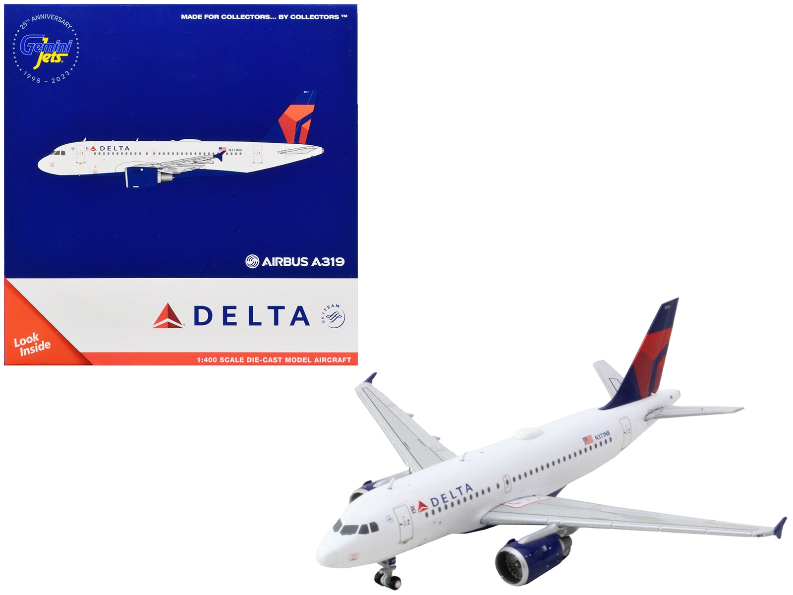 Airbus A319 Commercial Aircraft "Delta Air Lines" White with Blue and Red Tail 1/400 Diecast Model Airplane by GeminiJets GeminiJets