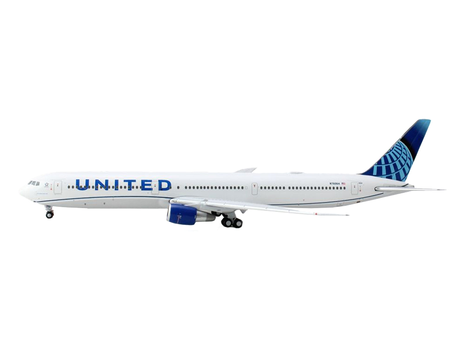 Boeing 767-400ER Commercial Aircraft "United Airlines" (N76064) White with Blue Tail 1/400 Diecast Model Airplane by GeminiJets GeminiJets