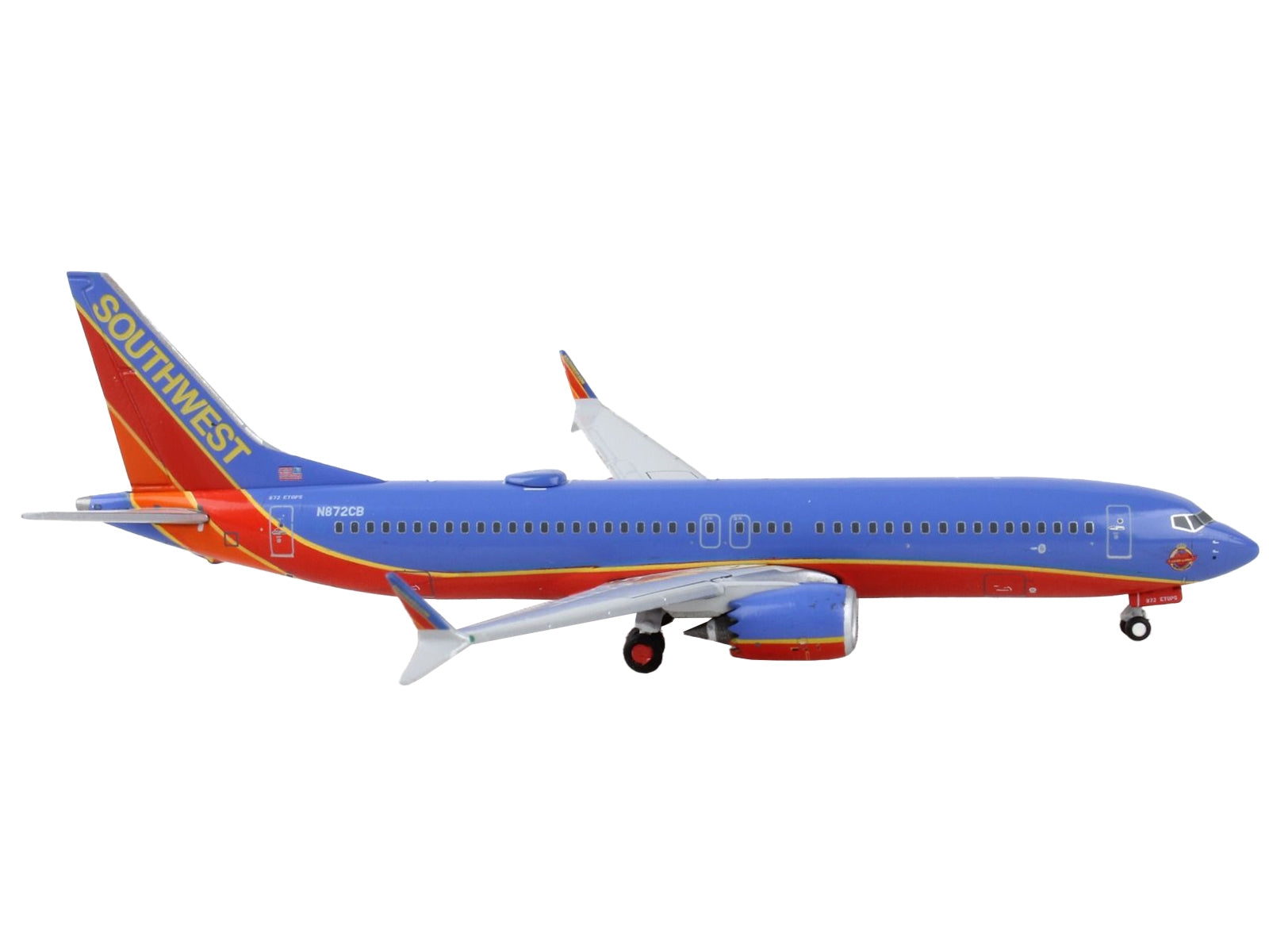 Boeing 737 MAX 8 Commercial Aircraft "Southwest Airlines" Canyon Blue with Red Stripes 1/400 Diecast Model Airplane by GeminiJets GeminiJets