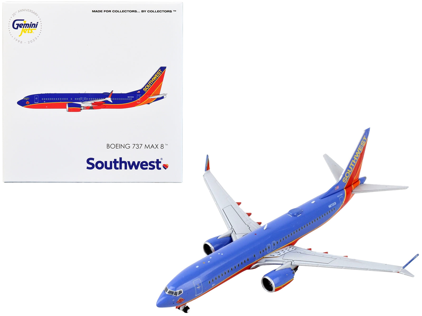 Boeing 737 MAX 8 Commercial Aircraft "Southwest Airlines" Canyon Blue with Red Stripes 1/400 Diecast Model Airplane by GeminiJets GeminiJets