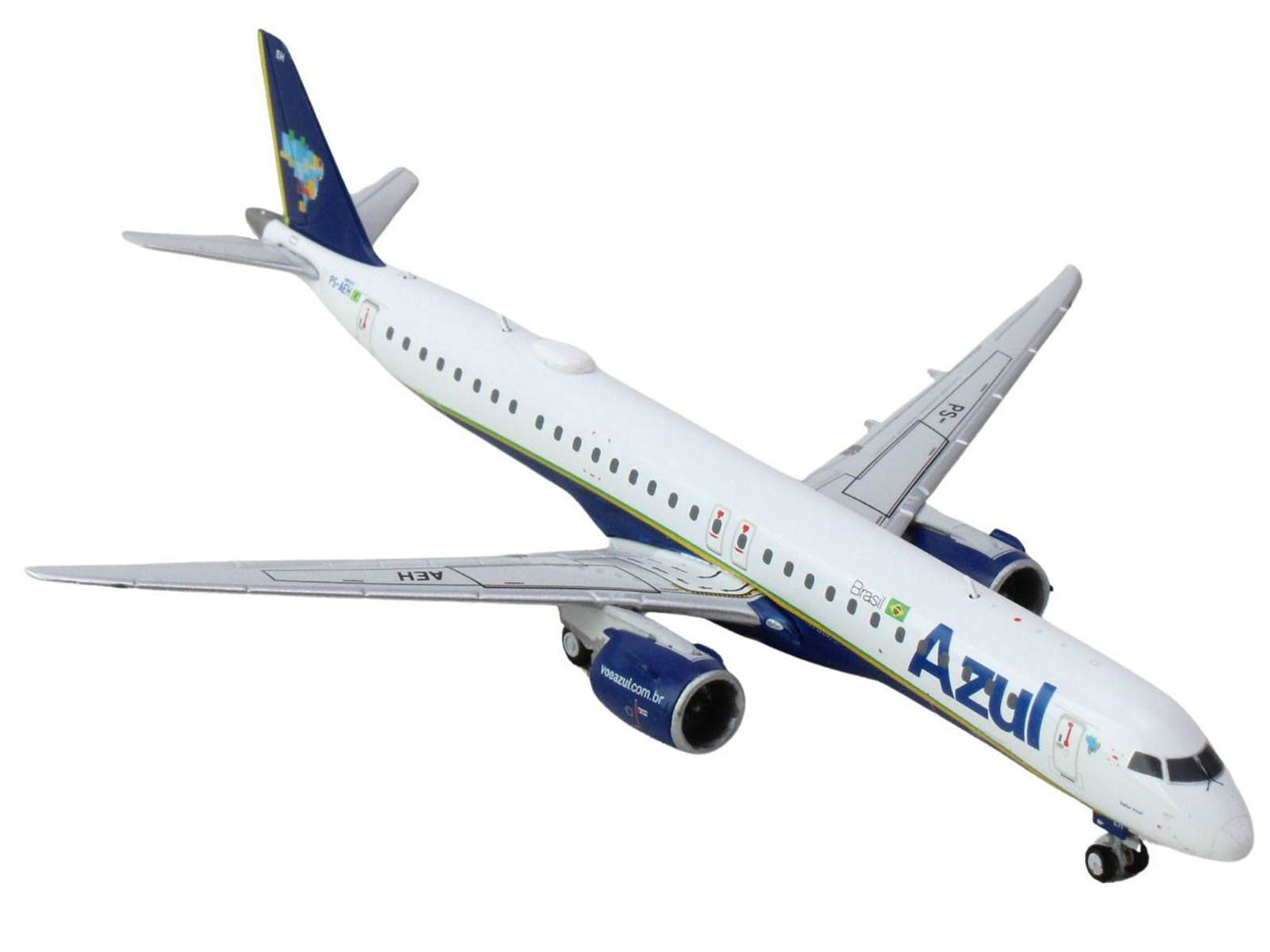 Embraer E195-E2 Commercial Aircraft "Azul Brazilian Airlines" (PS-AEH) White with Blue Tail 1/400 Diecast Model Airplane by GeminiJets GeminiJets