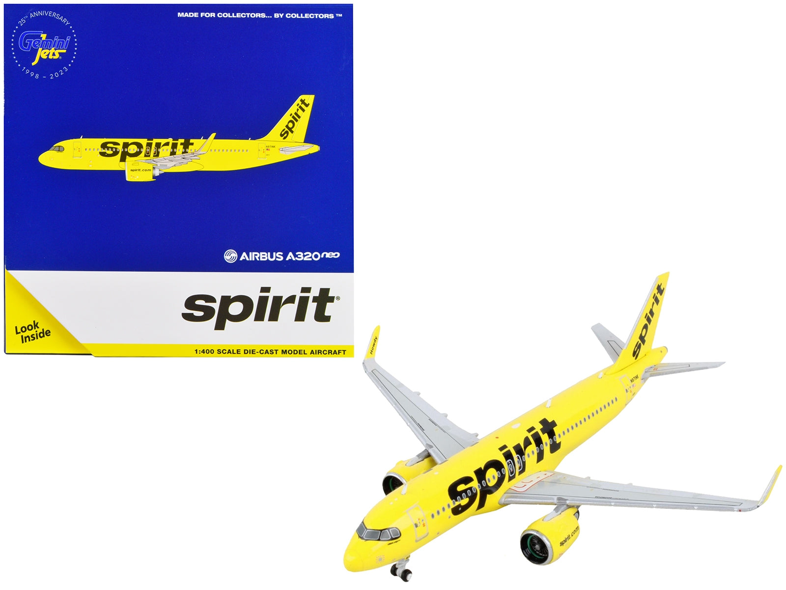 Airbus A320neo Commercial Aircraft "Spirit Airlines" Yellow 1/400 Diecast Model Airplane by GeminiJets GeminiJets