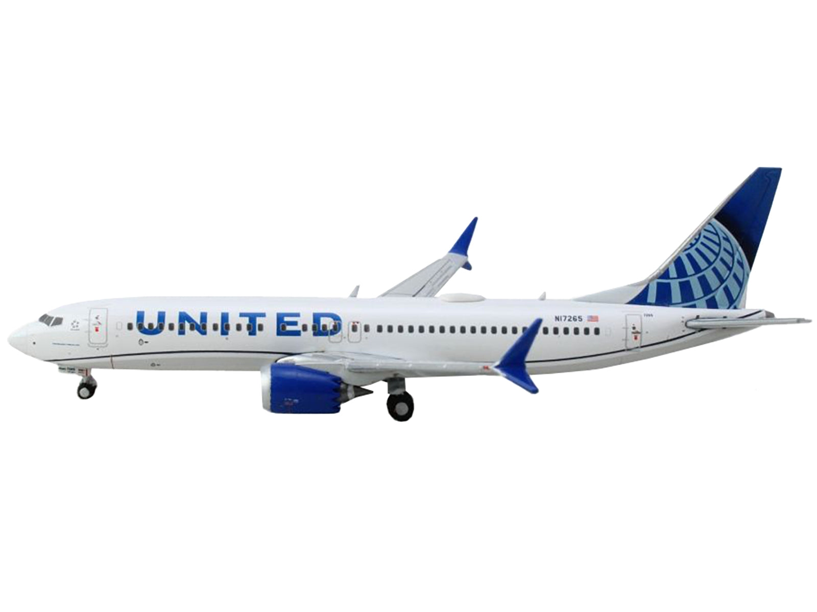 Boeing 737 MAX 8 Commercial Aircraft "United Airlines" (N17265) White with Blue Tail 1/400 Diecast Model Airplane by GeminiJets GeminiJets