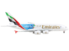 Load image into Gallery viewer, Airbus A380-800 Commercial Aircraft &quot;Emirates Airlines - 2023 Rugby World Cup Sponsor&quot; White with Striped Tail 1/400 Diecast Model Airplane by GeminiJets GeminiJets
