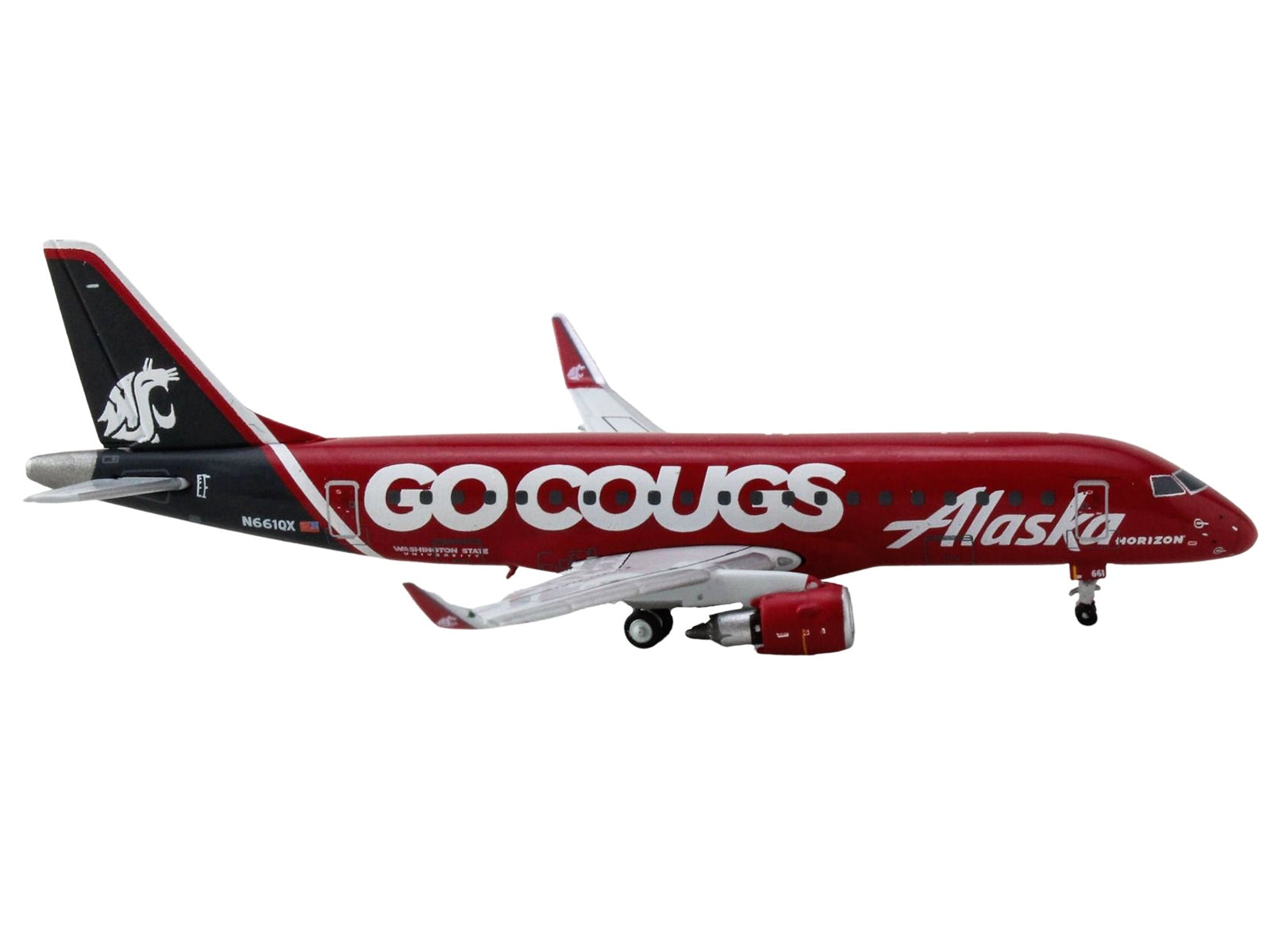 Embraer ERJ-175 Commercial Aircraft "Alaska Airlines/Horizon - Washington State Cougars" (N661QX) Red with Gray Tail 1/400 Diecast Model Airplane by GeminiJets GeminiJets