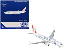 Load image into Gallery viewer, Boeing 737-800 Commercial Aircraft &quot;Harris-Walz Campaign&quot; (N778MA) White with Striped Tail 1/400 Diecast Model Airplane by GeminiJets GeminiJets
