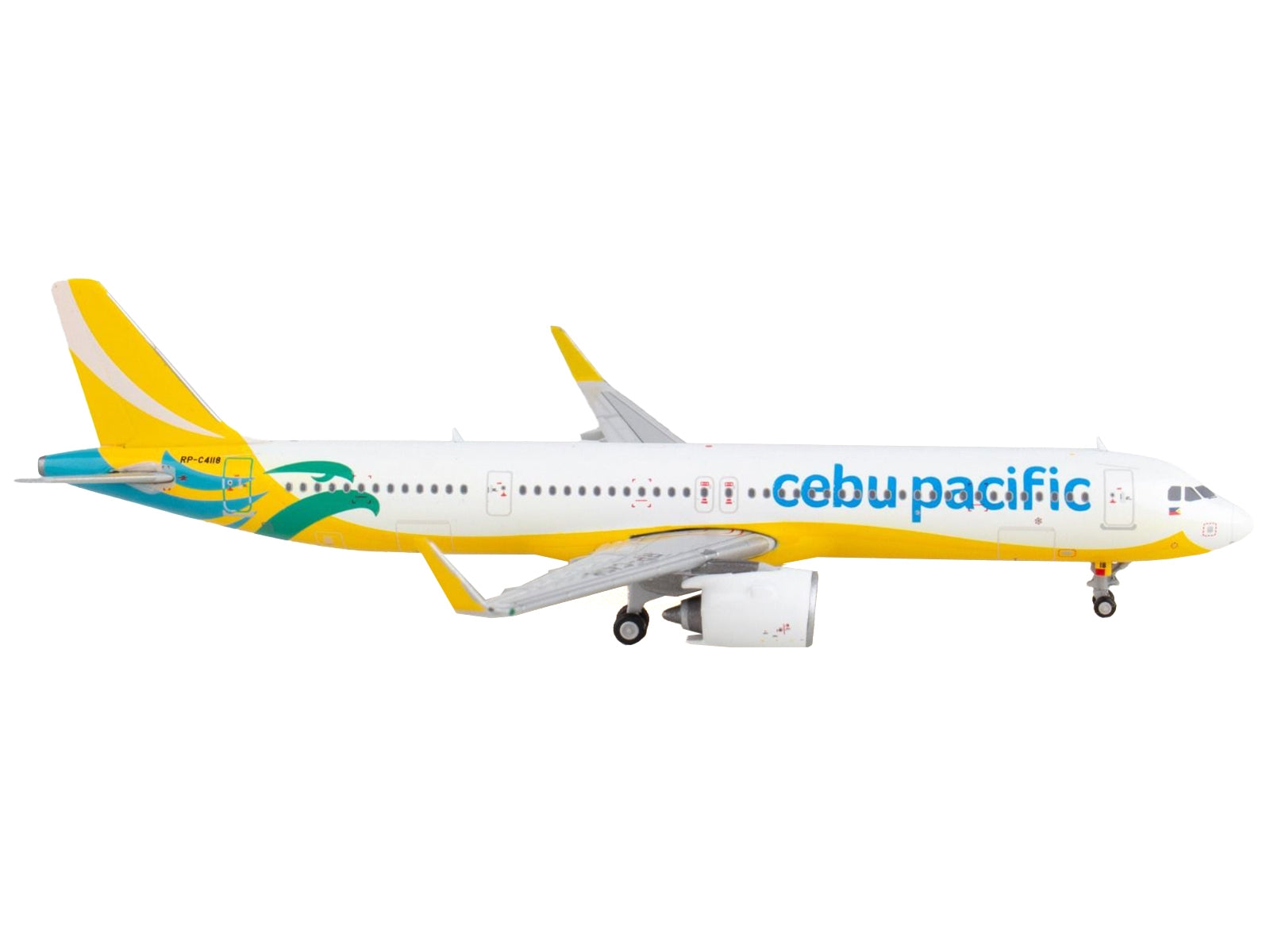 Airbus A321neo Commercial Aircraft "Cebu Pacific" Yellow and White 1/400 Diecast Model Airplane by GeminiJets GeminiJets