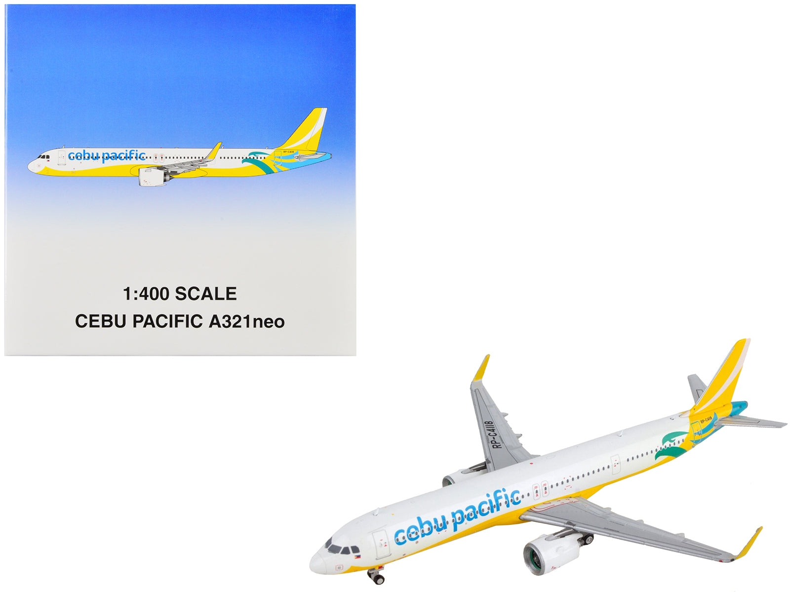 Airbus A321neo Commercial Aircraft "Cebu Pacific" Yellow and White 1/400 Diecast Model Airplane by GeminiJets GeminiJets