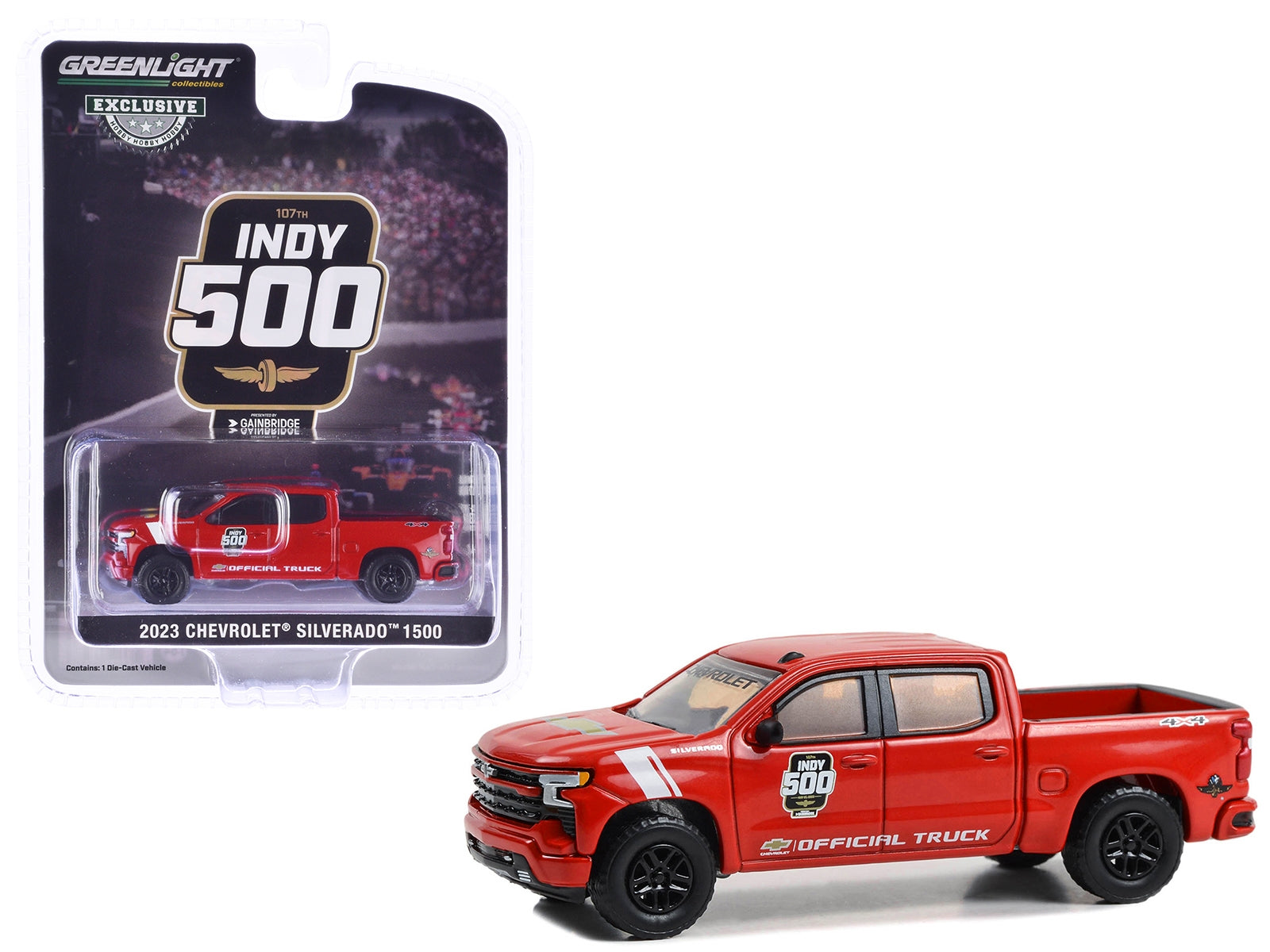 2023 Chevrolet Silverado 1500 Pickup Truck "107th Running of the Indianapolis 500 Official Truck" Red "Hobby Exclusive" Series 1/64 Diecast Model Car by Greenlight Greenlight