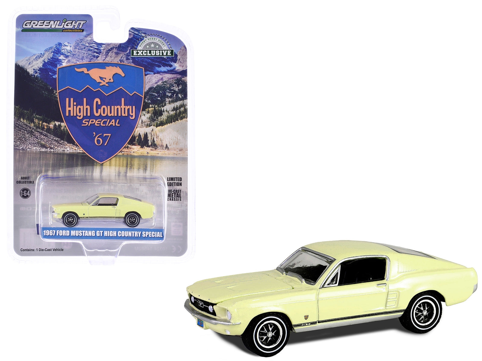 1967 Ford Mustang GT Fastback "High Country Special" Aspen Gold "Hobby Exclusive" Series 1/64 Diecast Model Car by Greenlight Greenlight