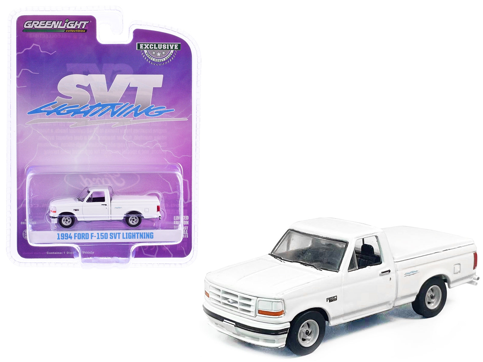 1994 Ford F-150 SVT Lightning Pickup Truck with Tonneau Bed Cover White "Hobby Exclusive" Series 1/64 Diecast Model Car by Greenlight Greenlight