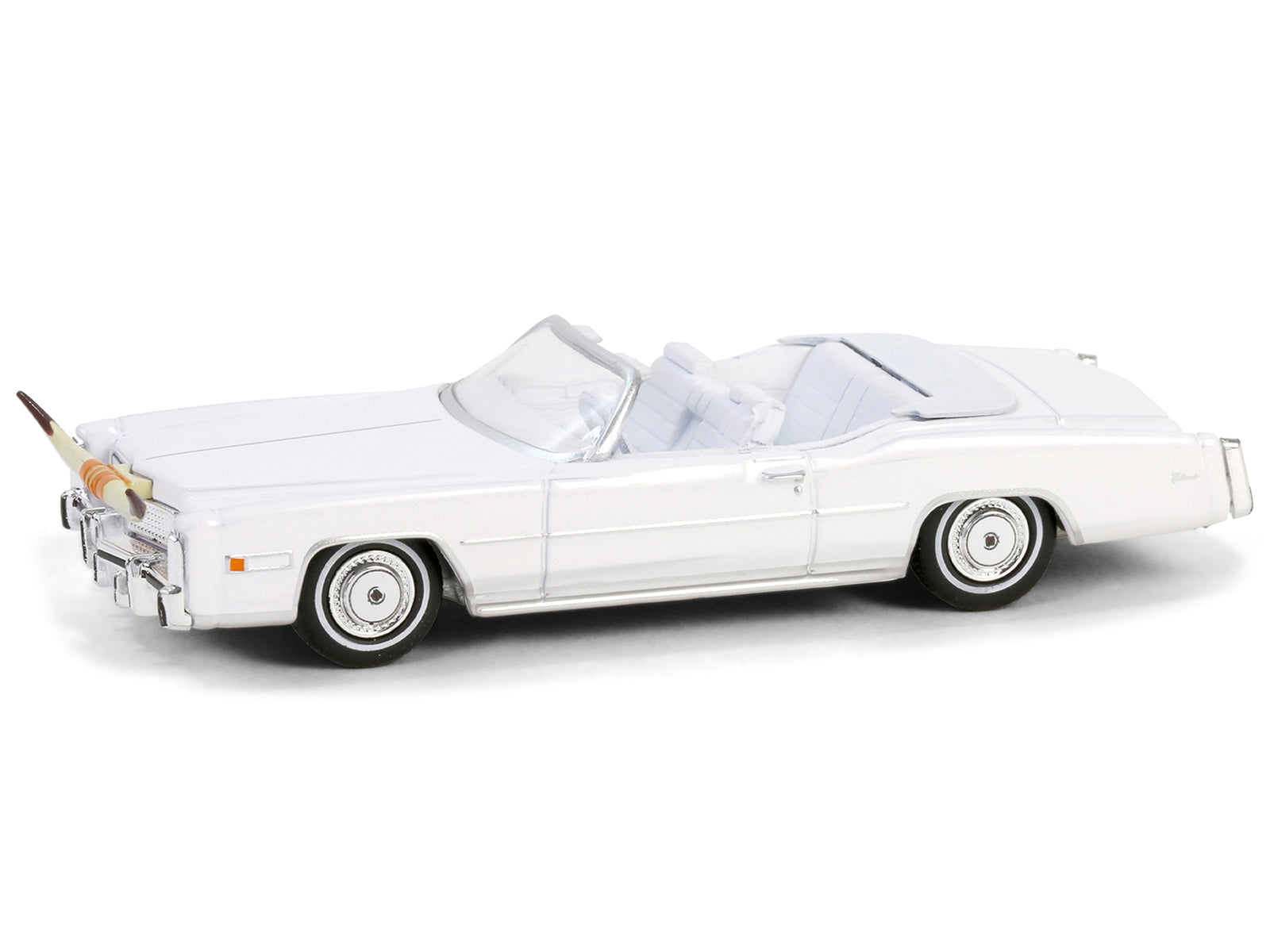 1976 Cadillac Eldorado Convertible White with White Interior and Bull Horns Hood Ornament "Hobby Exclusive" Series 1/64 Diecast Model Car by Greenlight Greenlight