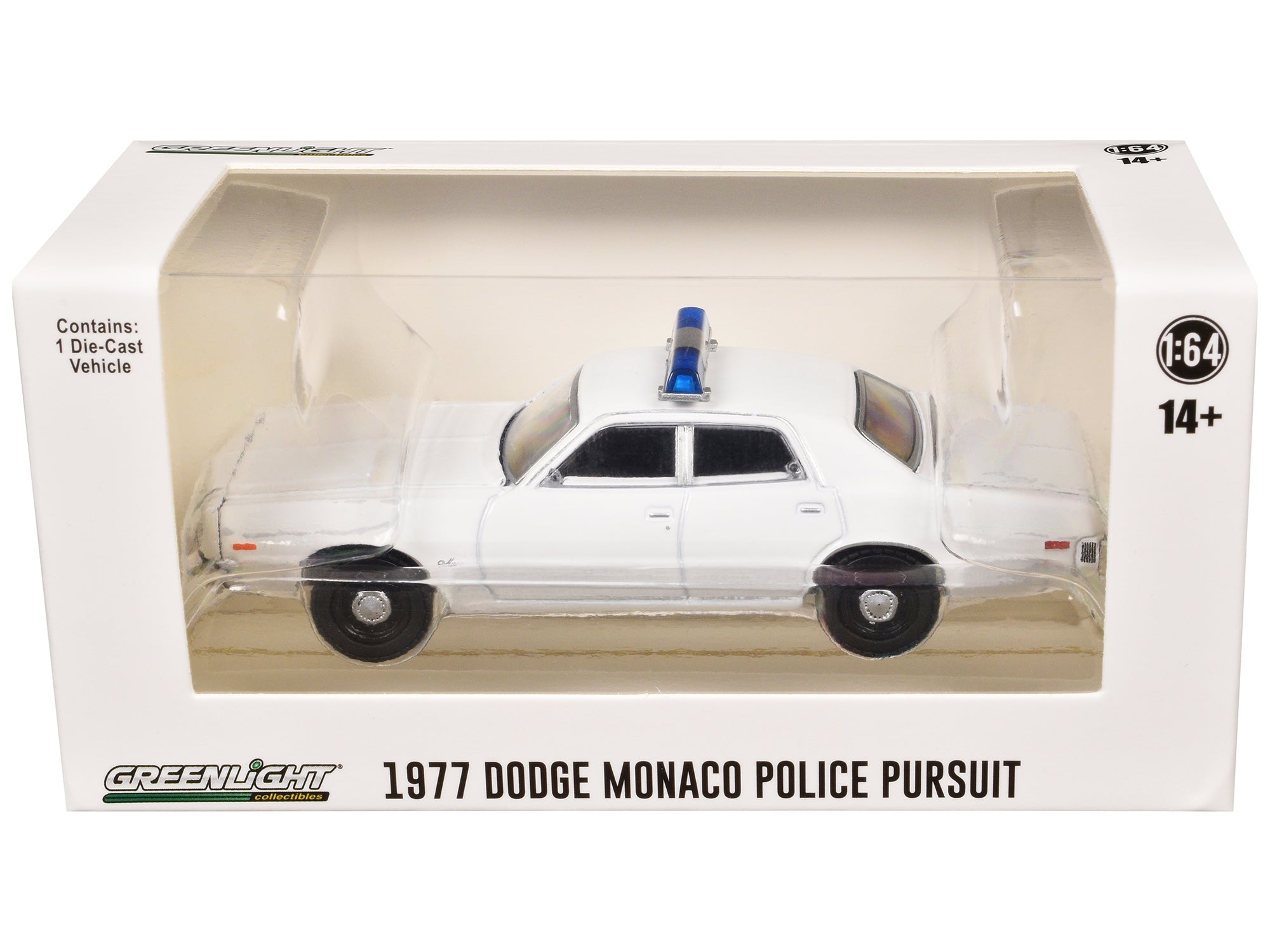 1977-78 Dodge Monaco Police Pursuit White with Light Bar "Hot Pursuit - Hobby Exclusive" Series 1/64 Diecast Model Car by Greenlight Greenlight