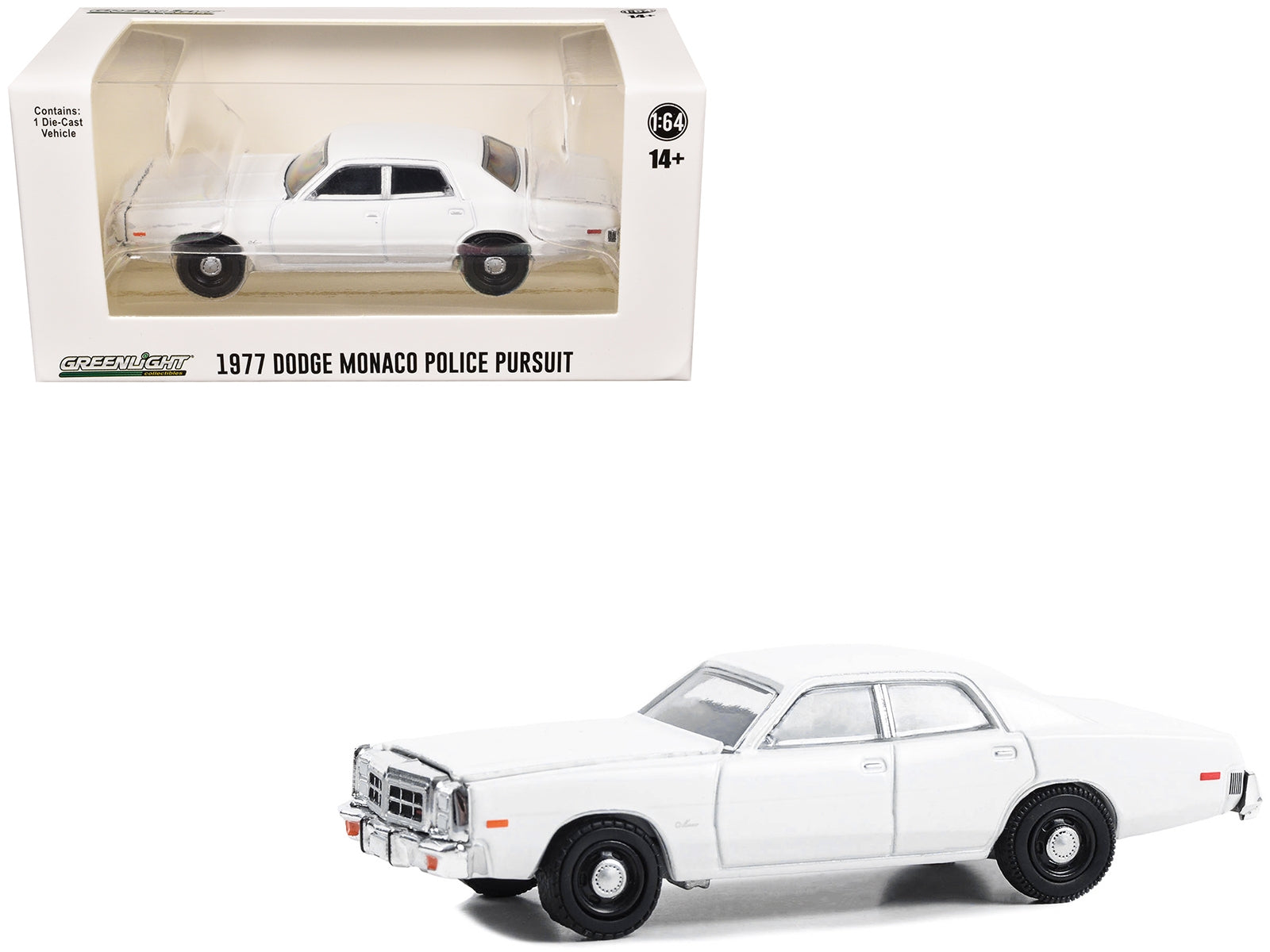 1977-78 Dodge Monaco Police Pursuit White "Hot Pursuit - Hobby Exclusive" Series 1/64 Diecast Model Car by Greenlight Greenlight