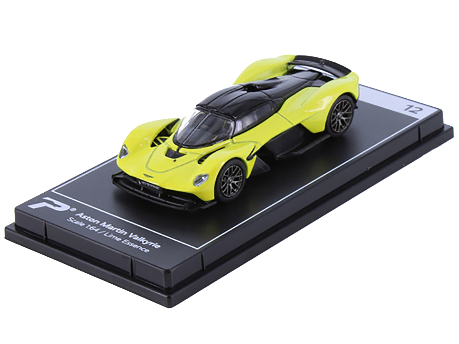 Aston Martin Valkyrie Lime Essence Yellow Metallic with Black Top "Hypercar League Collection" 1/64 Diecast Model Car by PosterCars PosterCars