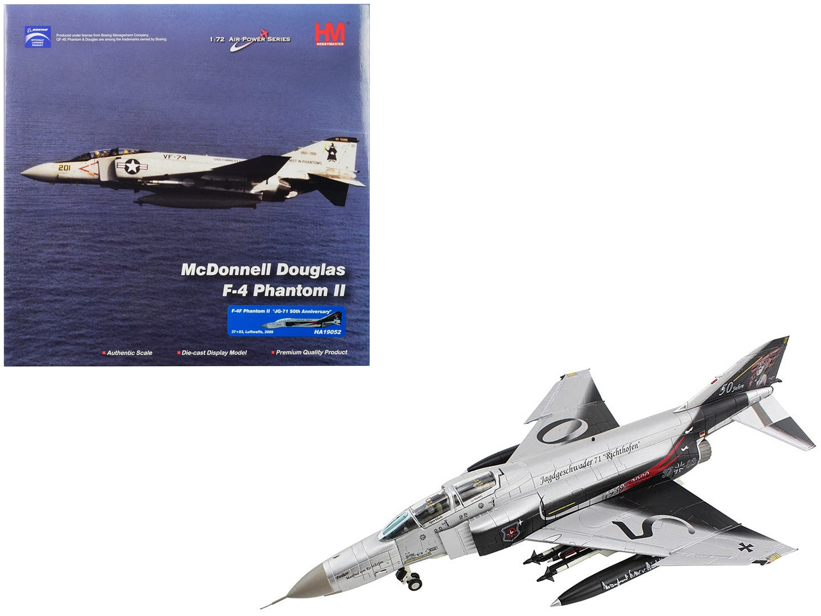 McDonnell Douglas F-4F Phantom II Fighter-Bomber Aircraft "JG-71 50th Anniversary Luftwaffe" (2009) German Air Force "Air Power Series" 1/72 Diecast Model by Hobby Master Hobby Master