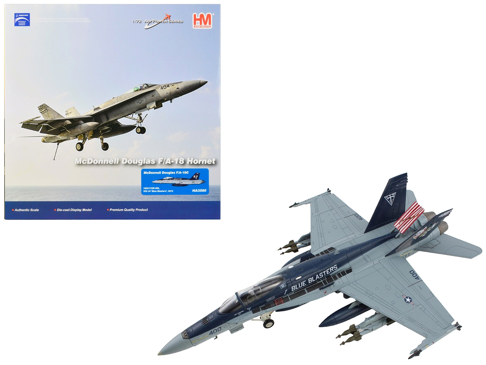 McDonnell Douglas F/A-18C Hornet Aircraft "NE400 VFA-34 Blue Blasters" (2015) United States Navy "Air Power Series" 1/72 Diecast Model by Hobby Master Hobby Master