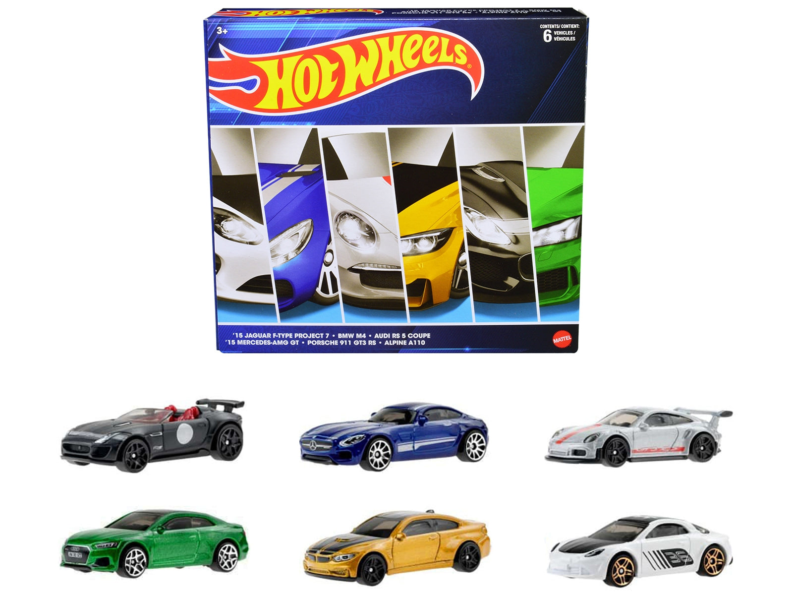 "European Theme" 6 piece Set Diecast Model Cars by Hot Wheels Hotwheels