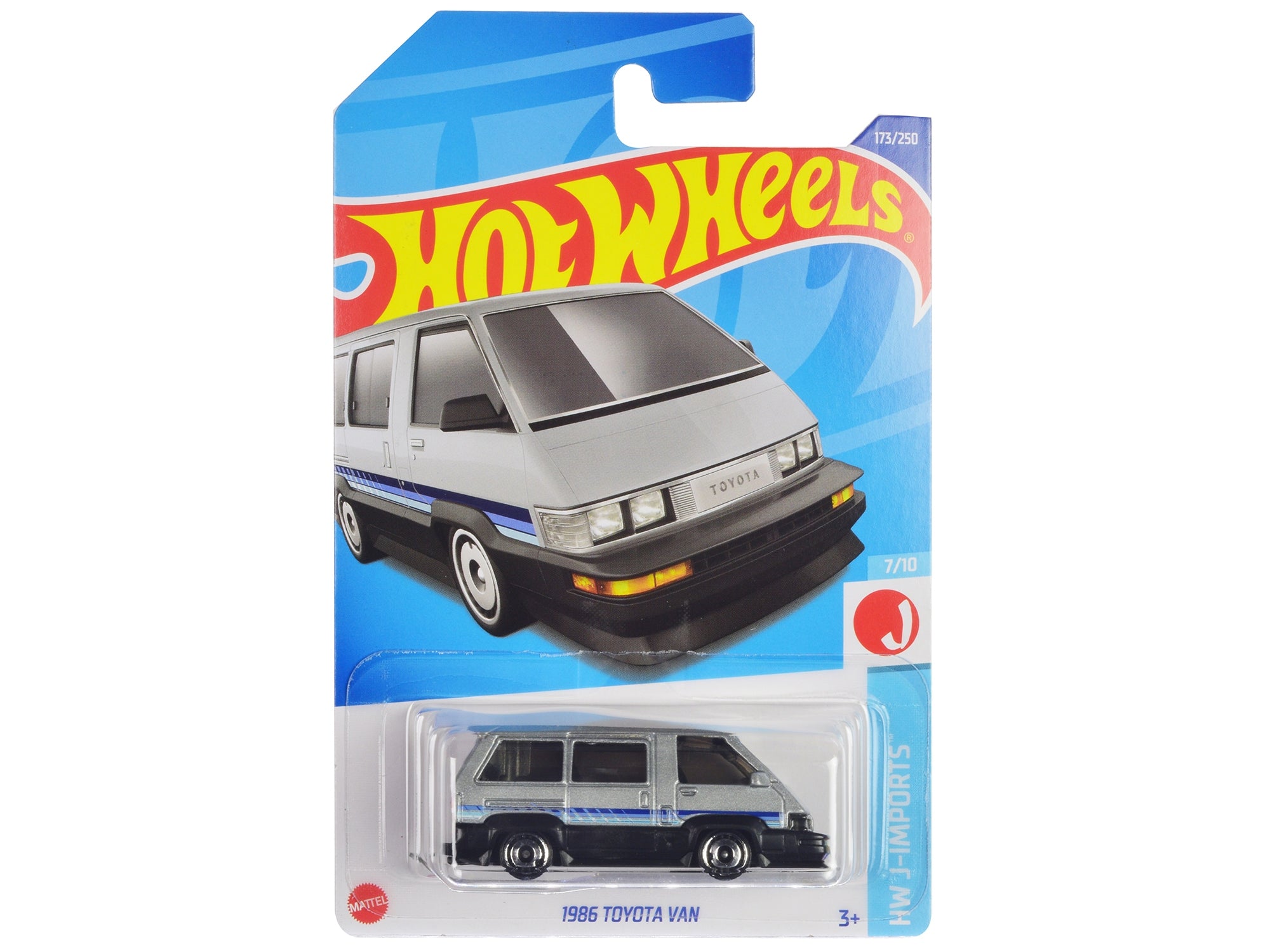 1986 Toyota Van Silver Metallic and Black with Stripes "HW J-Imports" Series Diecast Model Car by Hot Wheels Hotwheels