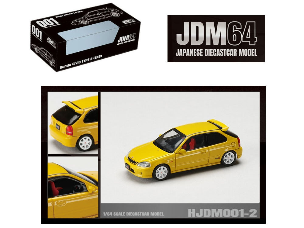 Honda Civic Type R (EK9) RHD (Right Hand Drive) Sunlight Yellow "JDM64" Series 1/64 Diecast Model Car by Hobby Japan Hobby Japan