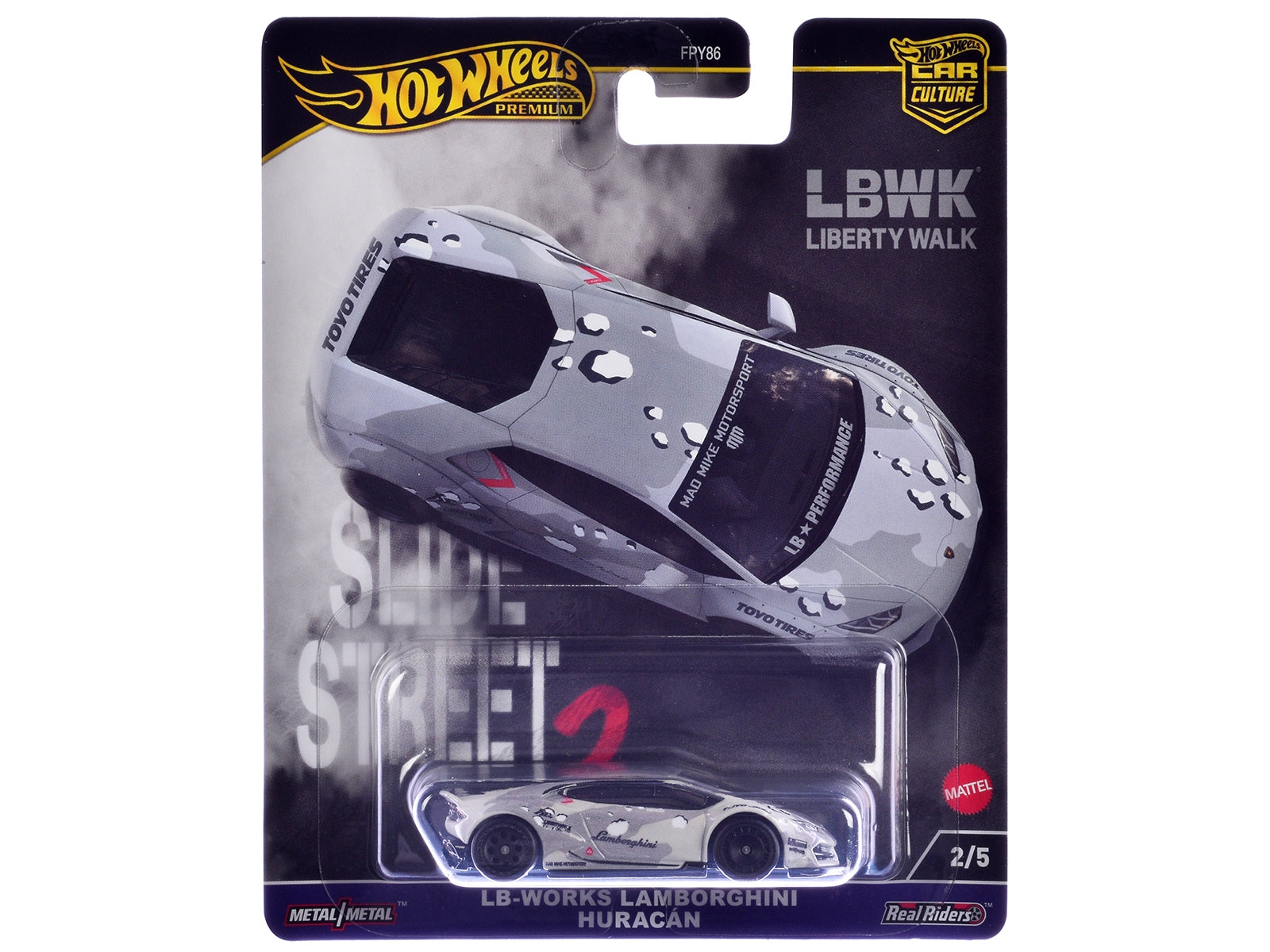 Lamborghini Huracan LB-Works Gray with Graphics "Slide Street 2" Series Diecast Model Car by Hot Wheels Hotwheels