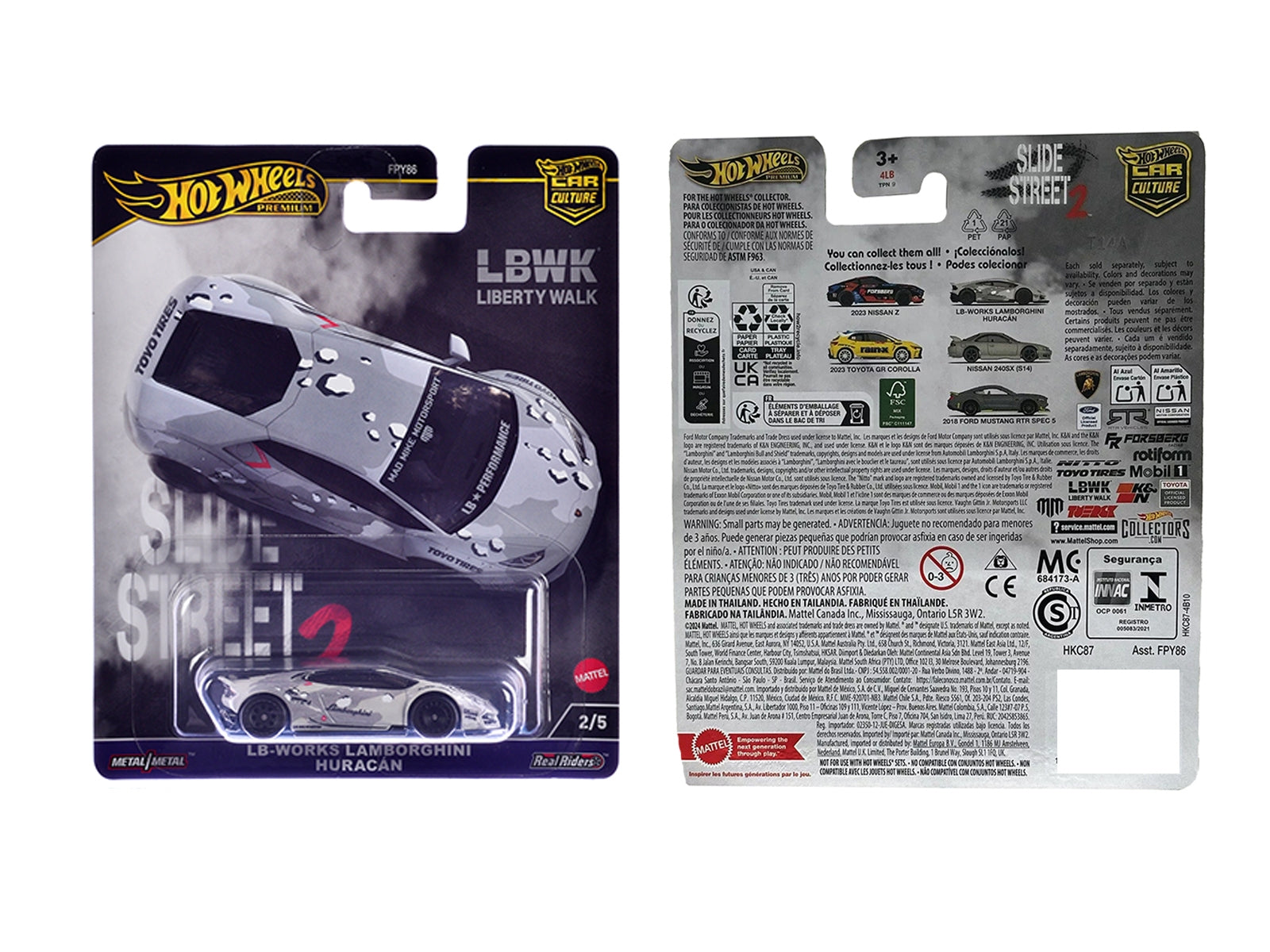 Lamborghini Huracan LB-Works Gray with Graphics "Slide Street 2" Series Diecast Model Car by Hot Wheels Hotwheels