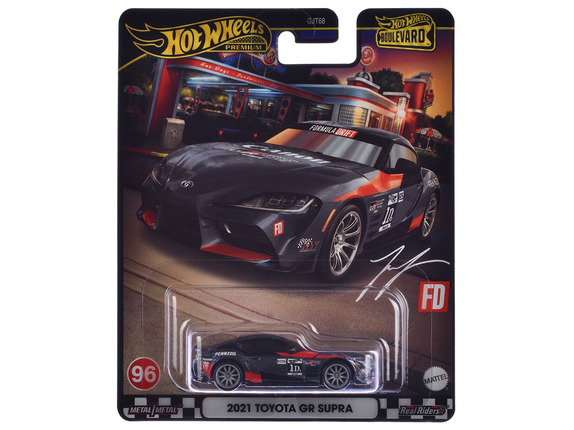 2021 Toyota GR Supra #1D "Formula Drift" Dark Gray Metallic "Boulevard" Series Diecast Model Car by Hot Wheels Hotwheels