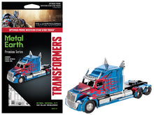 Load image into Gallery viewer, Model Kit Western Star 5700 Truck &quot;Optimus Prime&quot; Blue with Red Flames &quot;Transformers: The Last Knight&quot; (2017) Movie (Moderate Difficulty) Steel Model by Metal Earth Metal Earth
