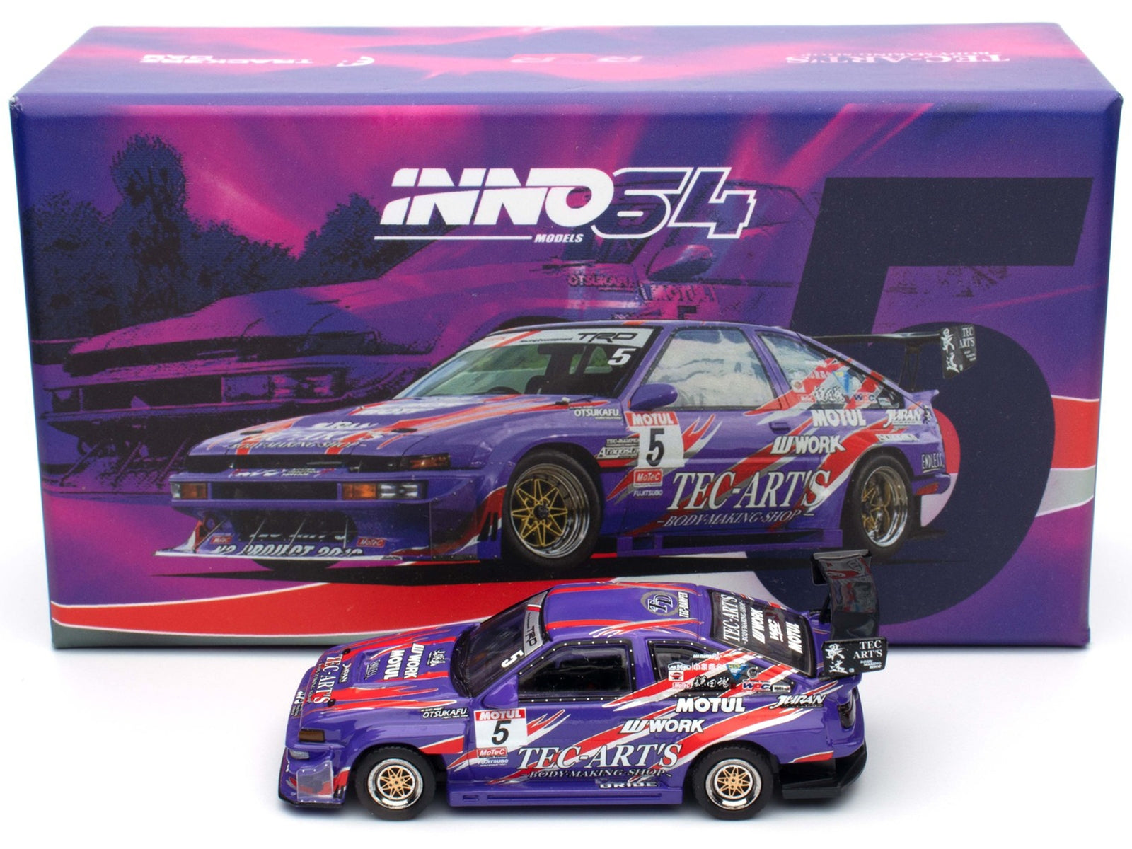 Toyota Sprinter Trueno (AE86) RHD (Right Hand Drive) #5 "N2 Project by TEC-ART's" Purple Metallic with Graphics 1/64 Diecast Model Car by Inno Models Inno Models