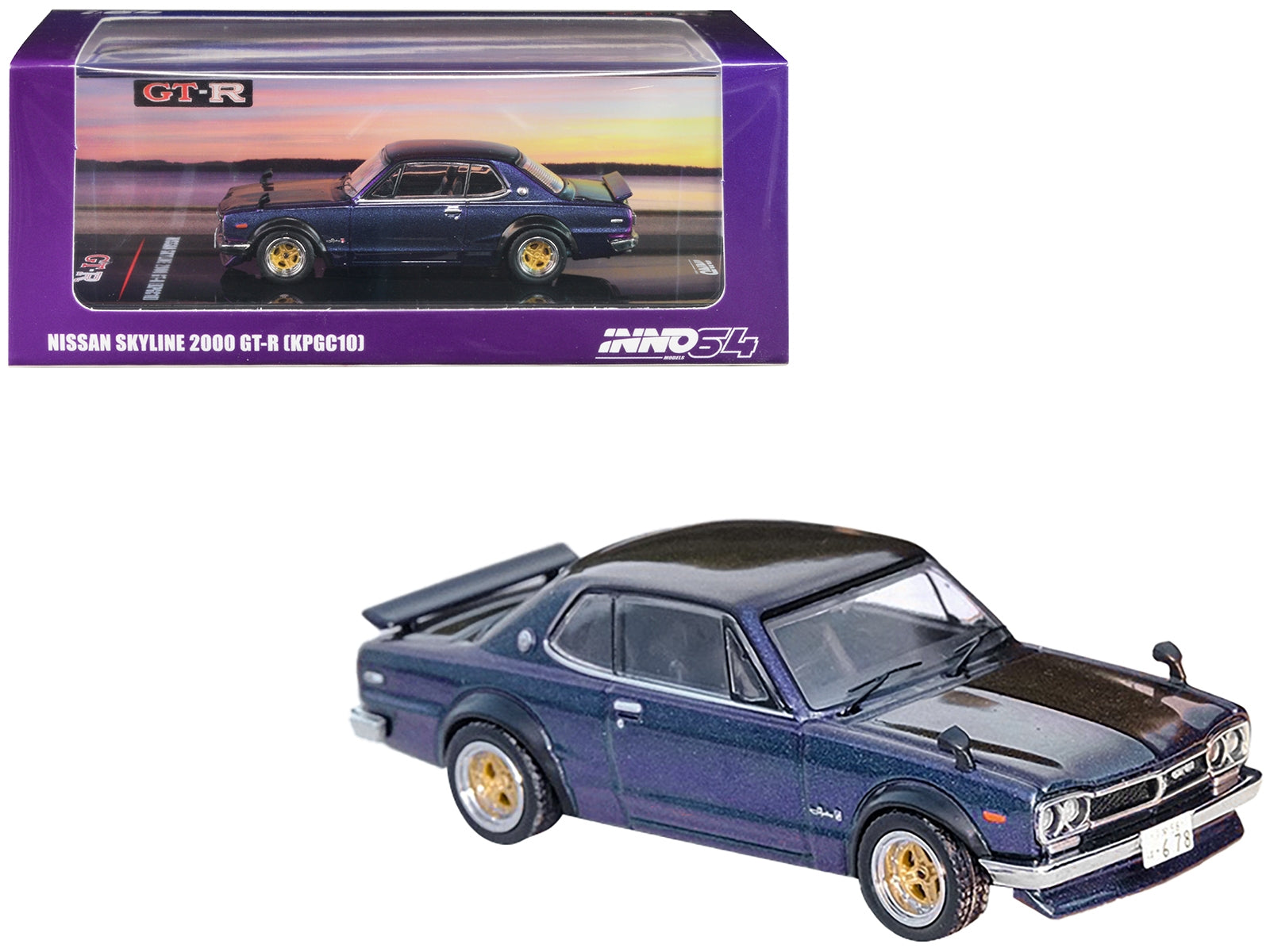 Nissan Skyline 2000 GT-R (KPGC10) RHD (Right Hand Drive) Magic Purple II Metallic 1/64 Diecast Model Car by Inno Models Inno Models