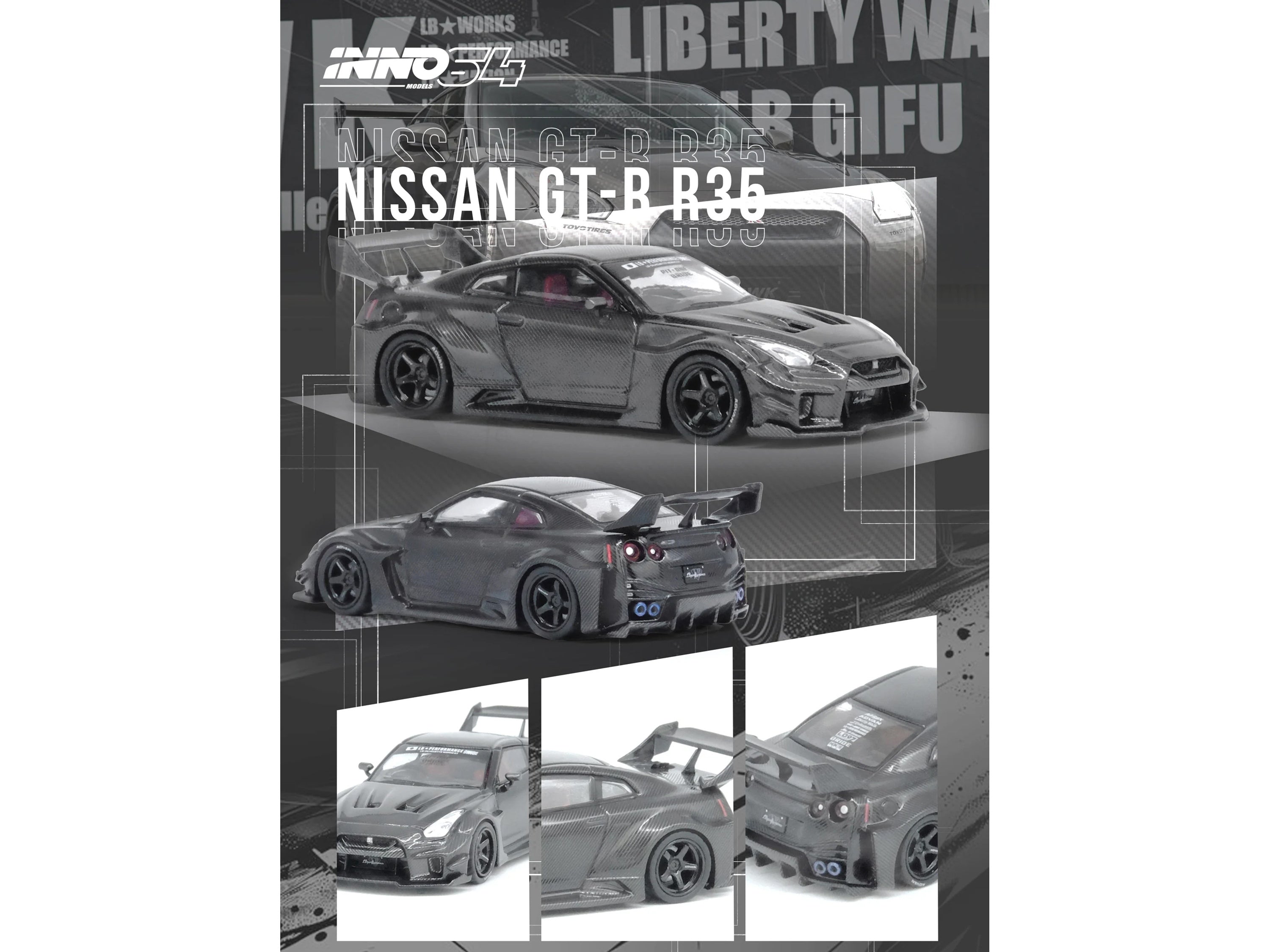 Nissan 35GT-RR RHD (Right Hand Drive) "LB-Silhouette Works GT" Full Dry Carbon 1/64 Diecast Model Car by Inno Models Inno Models