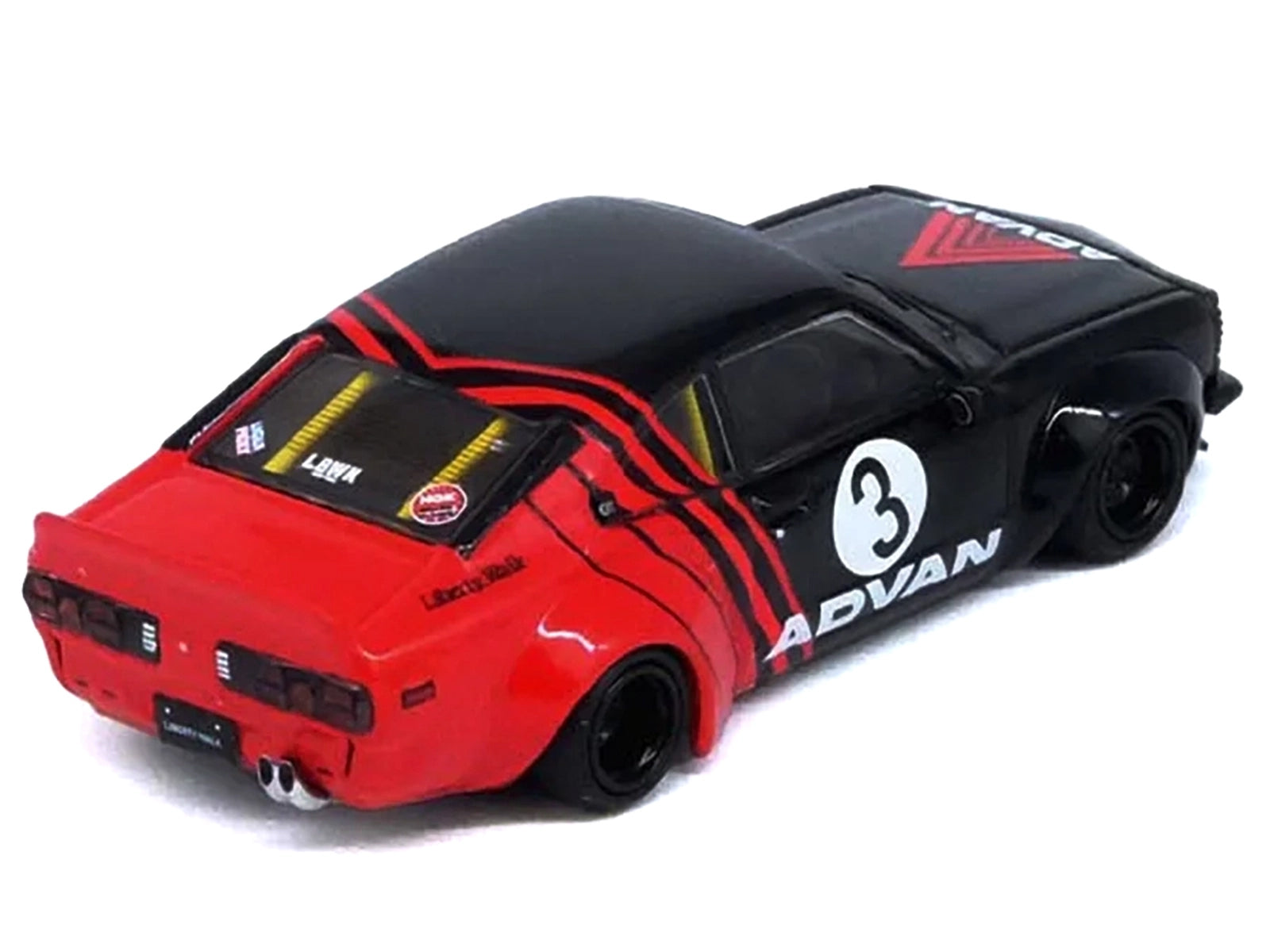 Mazda RX-3 Liberty Walk RHD (Right Hand Drive) #3 "ADVAN" Red and Black 1/64 Diecast Model Car by Inno Models Inno Models