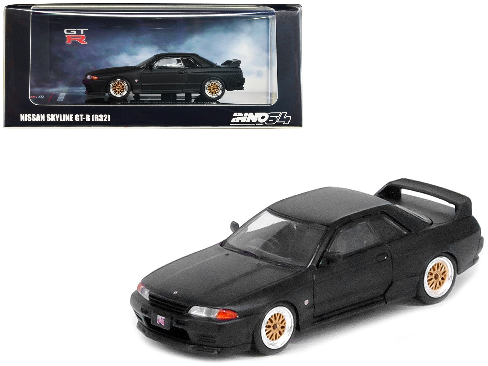 Nissan Skyline GT-R (R32) RHD (Right Hand Drive) Matt Black "The Diecast Company Special Edition" 1/64 Diecast Model Car by Inno Models Inno Models