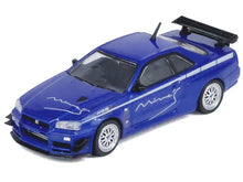 Load image into Gallery viewer, Nissan Skyline GT-R (R34) V-SPEC RHD (Right Hand Drive) &quot;Tuned by Mine&#39;s&quot; Blue Metallic 1/64 Diecast Model Car by Inno Models Inno Models
