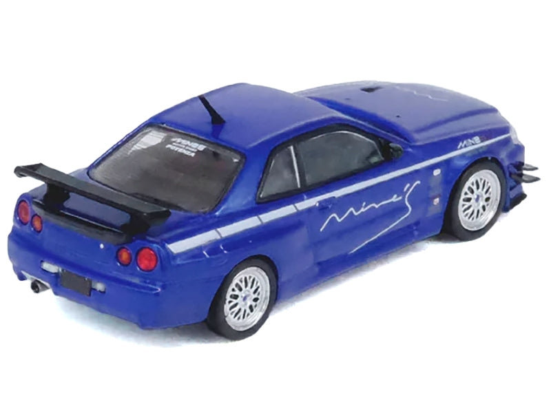 Nissan Skyline GT-R (R34) V-SPEC RHD (Right Hand Drive) "Tuned by Mine's" Blue Metallic 1/64 Diecast Model Car by Inno Models Inno Models