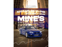 Load image into Gallery viewer, Nissan Skyline GT-R (R34) V-SPEC RHD (Right Hand Drive) &quot;Tuned by Mine&#39;s&quot; Blue Metallic 1/64 Diecast Model Car by Inno Models Inno Models
